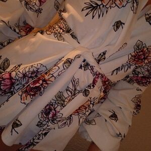 New Long Sleeve Floral Tie Waist Ruffle L Puffy Sleeve Boho Sexy